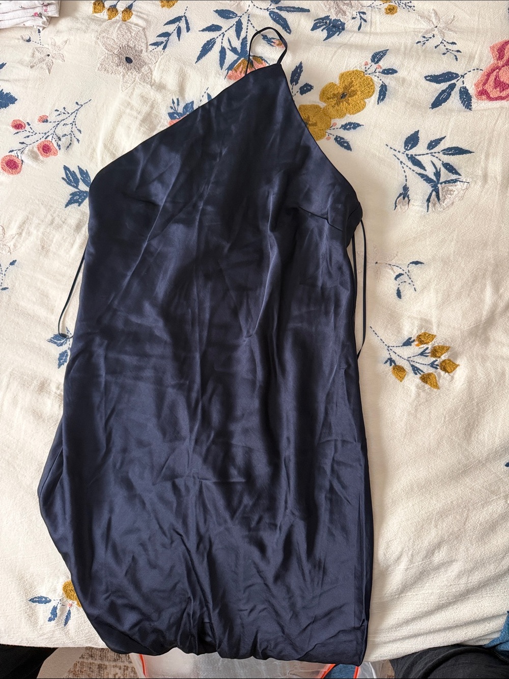 Single strap Express Silky Midi Slip Dress Navy